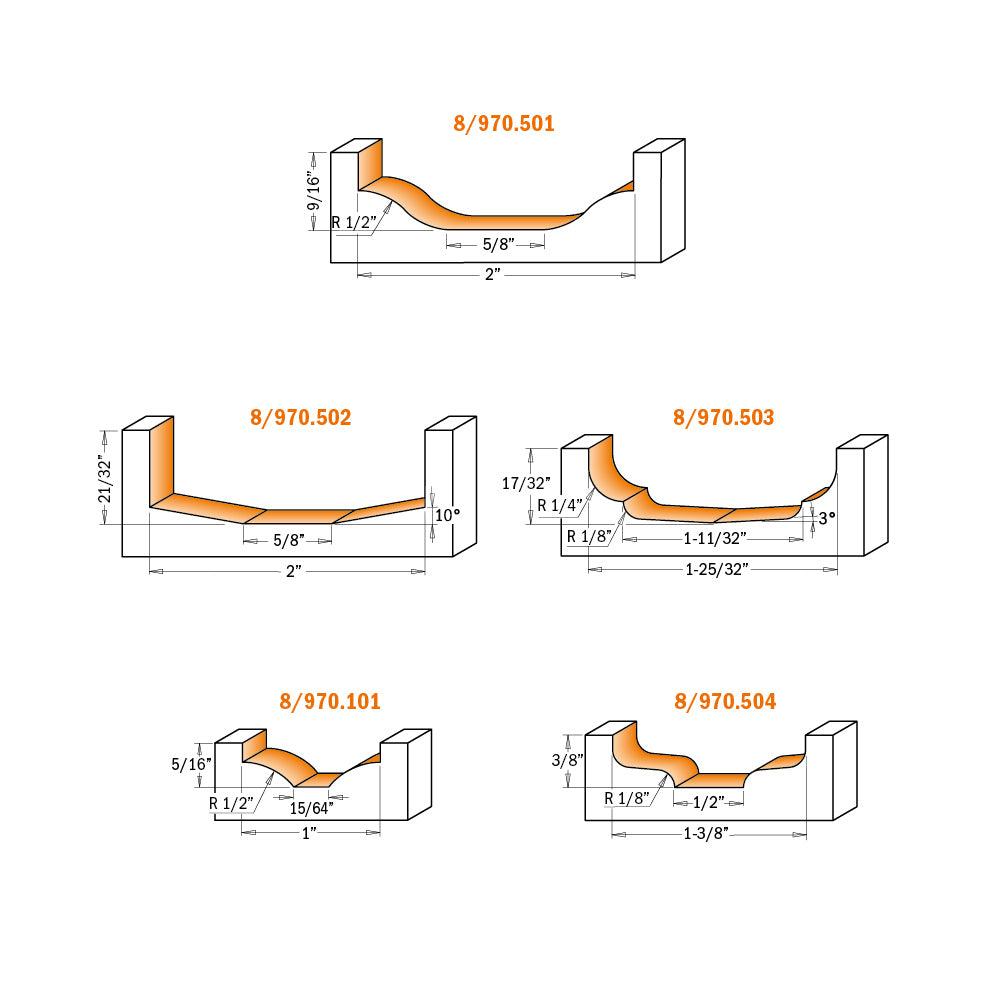 CMT Orange Tools Stile & Panel Carbide Tipped Router Bits for MDF view 3