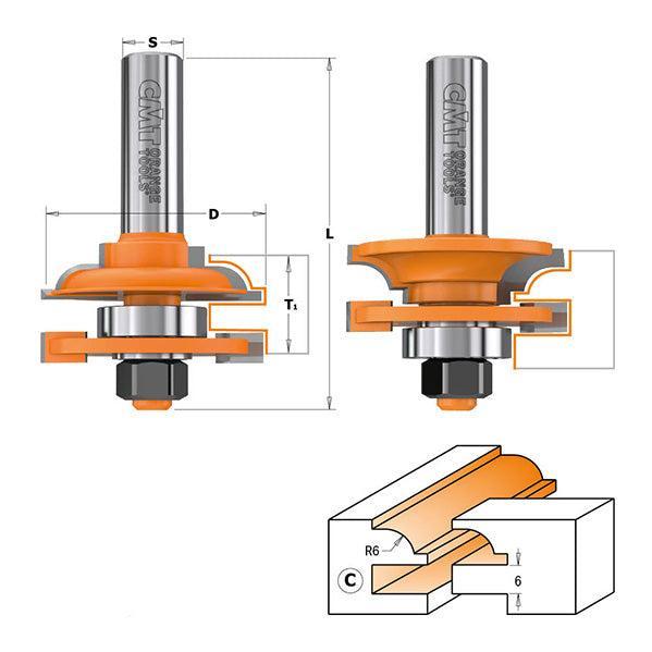 CMT Orange Tools Rail & Stile Door Router Bit Set Carbide Tipped